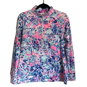 Lilly Pulitzer Women’s Medium Colorful Floral Half-Zip Pullover Sweater